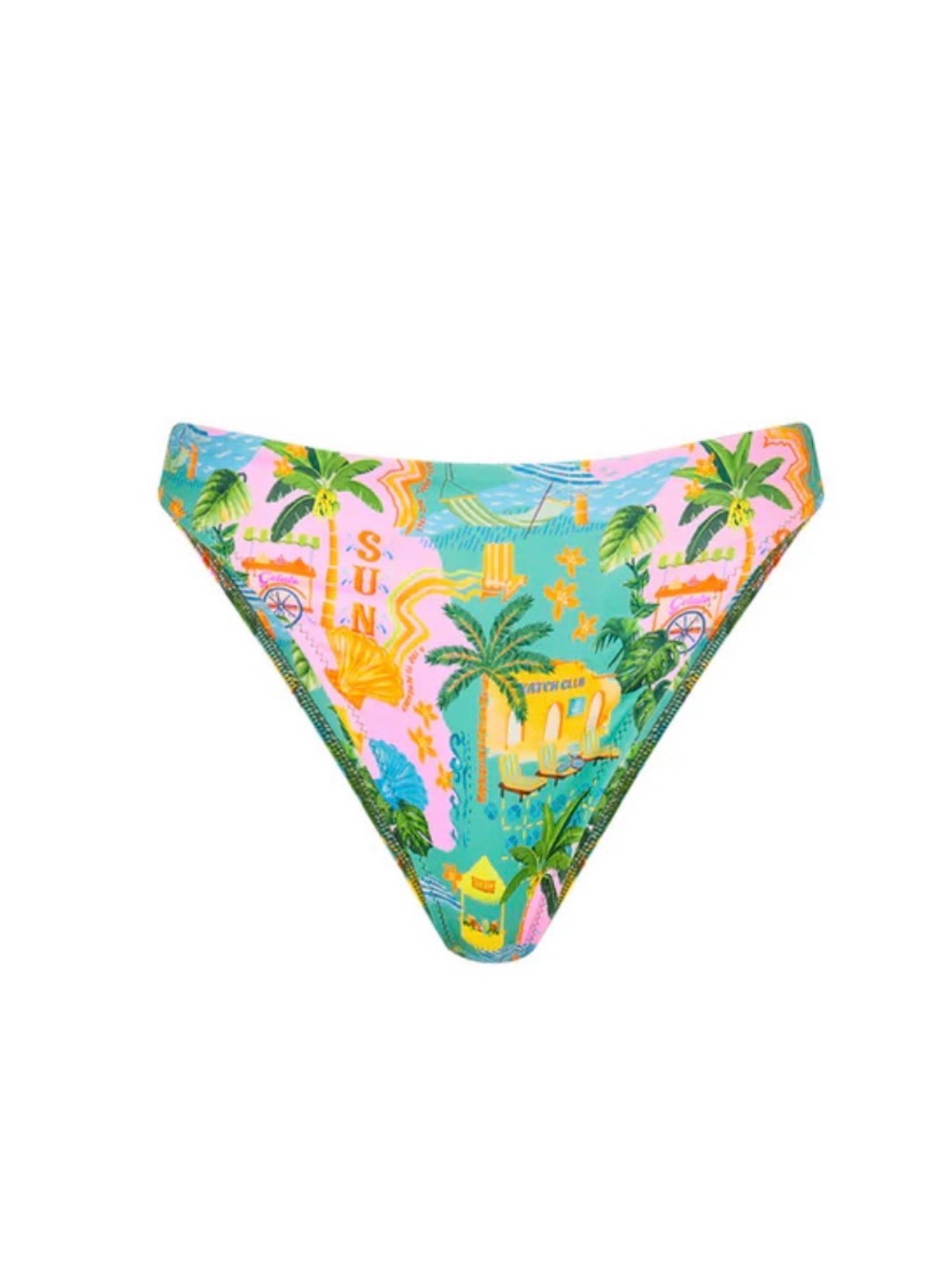 Kulani Kinis High Leg Full Vintage Bikini Bottom - Sunlit Spritz size M